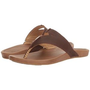 OluKai Lala Leather Sandals, Sz 9/39, Kona brown